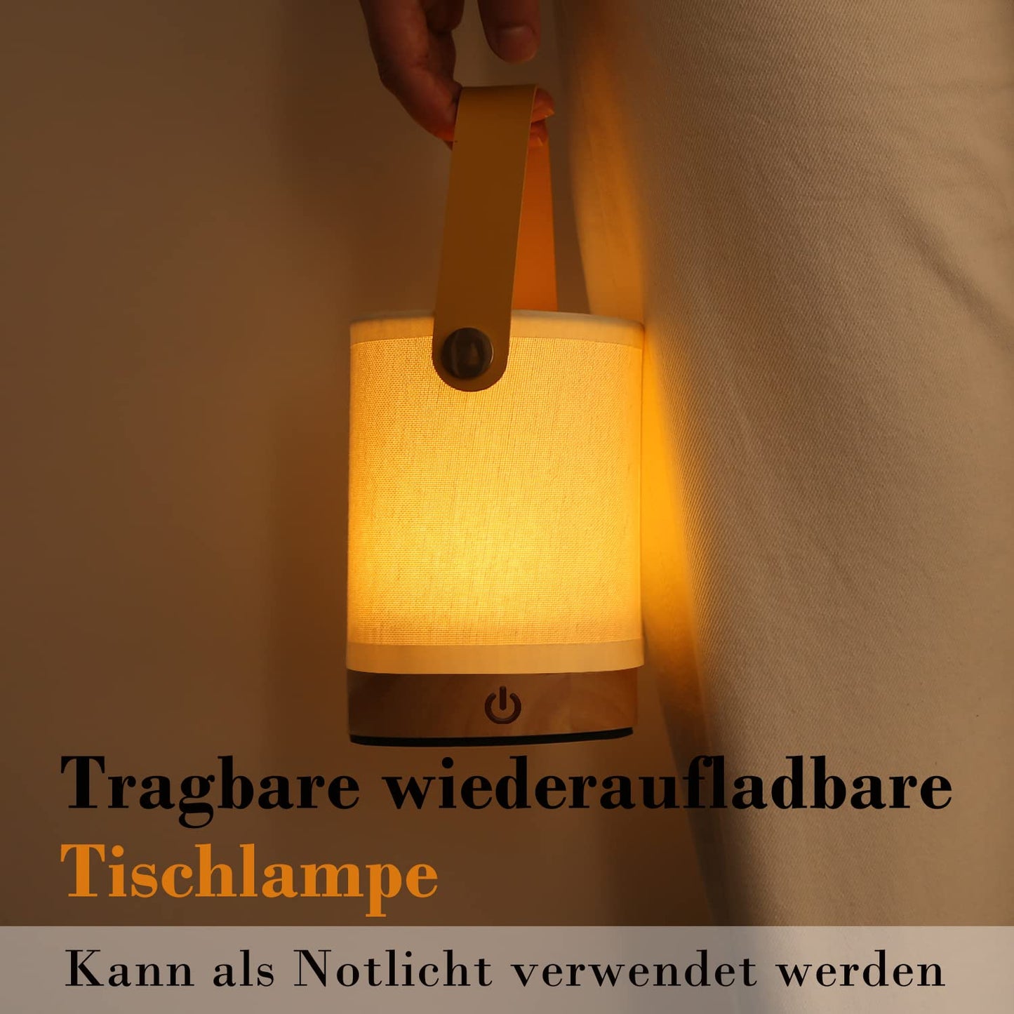 ZMH 2ER Nachttischlampe Touch LED Tischlampe - Dimmbar Geschenk Tischleuchte Kabellos mit USB Batteriebetrieben Akku Modern Tragbare Nachttischleuchte aus Stoff Bettlampe Kinder Schlafzimmer