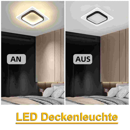 ZMH Deckenlampe LED Deckenleuchte Wohnzimmer - 16W Küchenlampe Warmweiß Schlafzimmerlampe Modern Wohnzimmerlampe Schwarz Flur Deckenbeleuchtung Klein Flurlampe Ø23.5cm für Küche Schlafzimmer