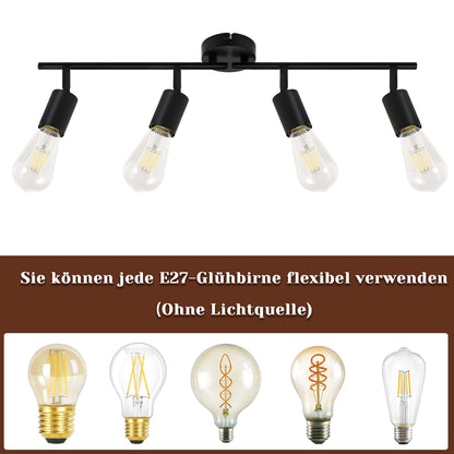 ZMH Deckenleuchte Schwarz Deckenstrahler 4 Flammig - E27 Flur Deckenspot Vintage Deckenlampe Schwenkbar 350° Spots Industrial küchenlampe für Küche Wohnzimmer Schlafzimmer (ohne Leuchtmittel)