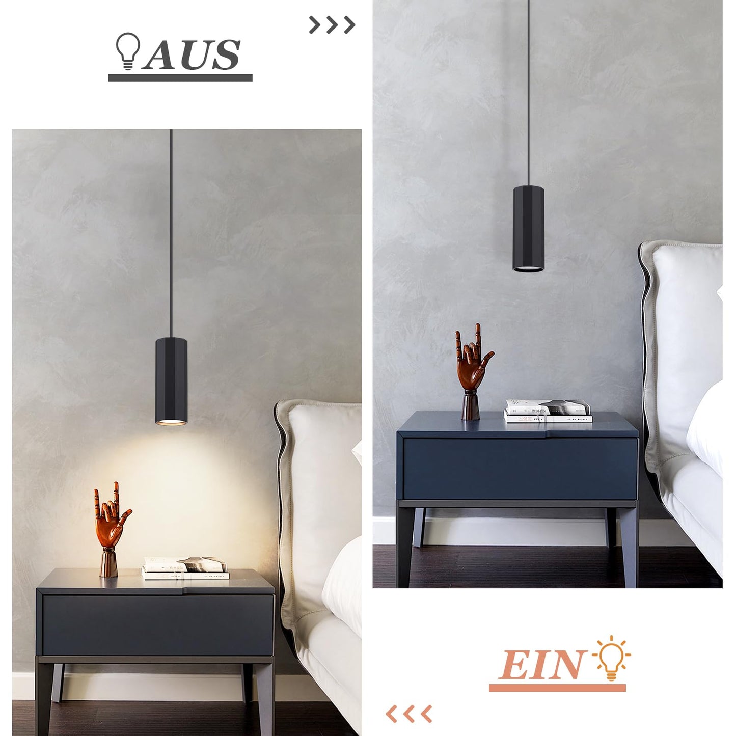 ZMH Pendelleuchte Schwarz 1 Flammig Hängelampe - Pendellampe GU10 Wohnzimmer Modern Industrial Esszimmerlampe Hängend Metall Hängeleuchte für Esszimmer Innen Küche Schlafzimmer