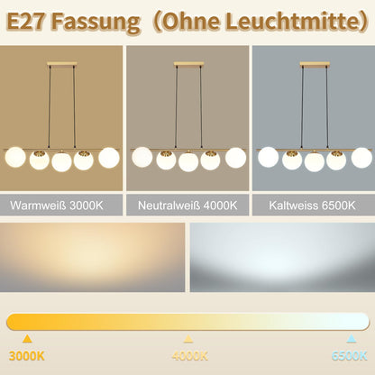 ZMH Pendelleuchte Esstisch Hängeleuchte Modern - E27 Glas Hängelampe Gold Esszimmerlampe 150CM Höhenverstellbar Vintage Esstischlampe für Esszimmer Wohnzimmer Bartheke I ohne Leuchtmittel