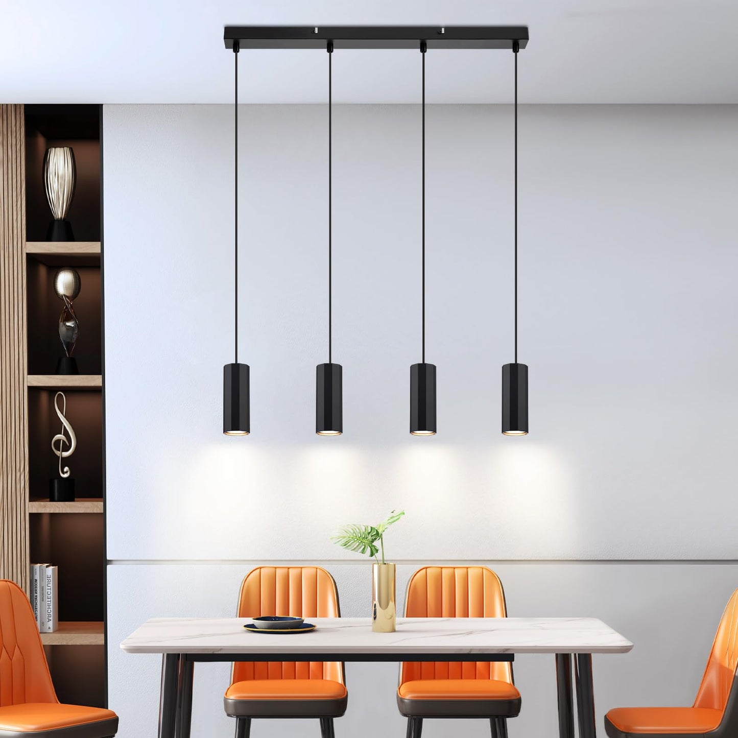 ZMH Hängelampe Esstisch Schwarz 4 Flammig - Pendelleuchte GU10 Wohnzimmer Industrial Esszimmerlampe Hängend Metall Modern Hängeleuchte für Innen Küche Schlafzimmer