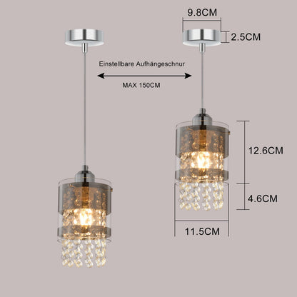 ZMH Pendelleuchte Modern Esstisch Hängelampe: 1 Flammig E27 Glas Hängeleuchte 150CM Max Höhenverstellbar Design Kristall Pendellampe für Wohnzimmer Schlafzimmer Küche Esszimmer Ohne Leuchtmittel