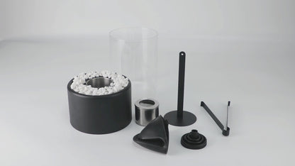 Tischkamin Ethanol Set – Tragbare Tischfeuerstelle mit Deko-Steinen – Dekorativer Innenfeuerstelle Kleine Feuerschale Heizung Edelstahl Ethanolfeuer Geeignet für Zuhause Balkon Garten Camping