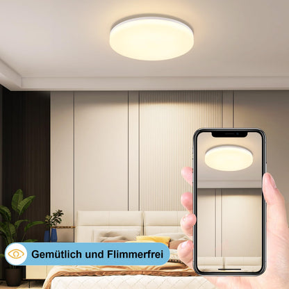 ZMH Deckenlampe LED Deckenleuchte Schlafzimmer - ?28CM Schlafzimmerlampe Dimmbar mit Fernbedienung 24W K¨¹chenlampe RGB Farbwechsel Deckenbeleuchtung Badlampe Flach Flurlampe IP54 f¨¹r K¨¹che Flur Bad