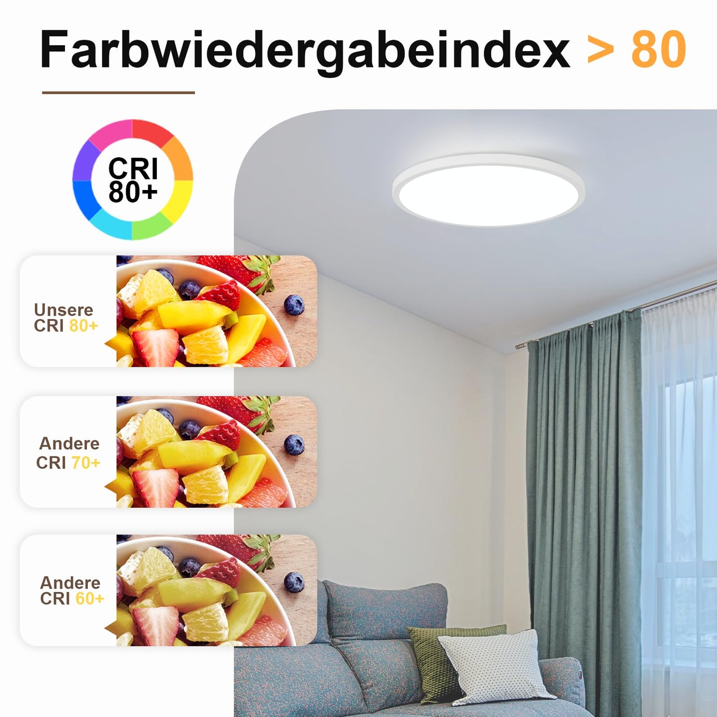 ZMH Deckenlampe LED Deckenleuchte Badezimmer - Ø30cm Badezimmerlampe Flach Schlafzimmerlampe Rund Küchenlampe 18W Schlafzimmer Deckenbeleuchtung Flurlampe Kaltweiß Badlampe IP44 für Küche Flur Bad