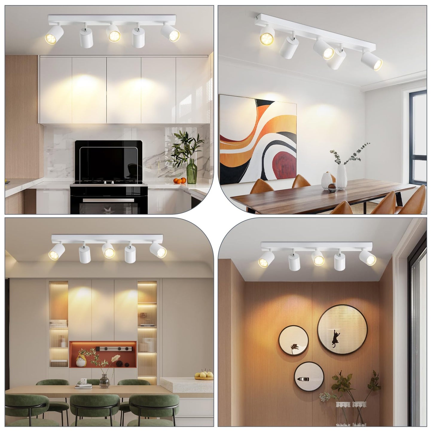 ZMH LED Deckenleuchte Weiß Deckenstrahler: GU10 Deckenlampe Spots 5 Flammig 330°Schwenkbar Deckenspots Modern Flurlampe Industrial Wandstrahler für Wohnzimmer Schlafzimmer Küche Ohne Leuchtmittel