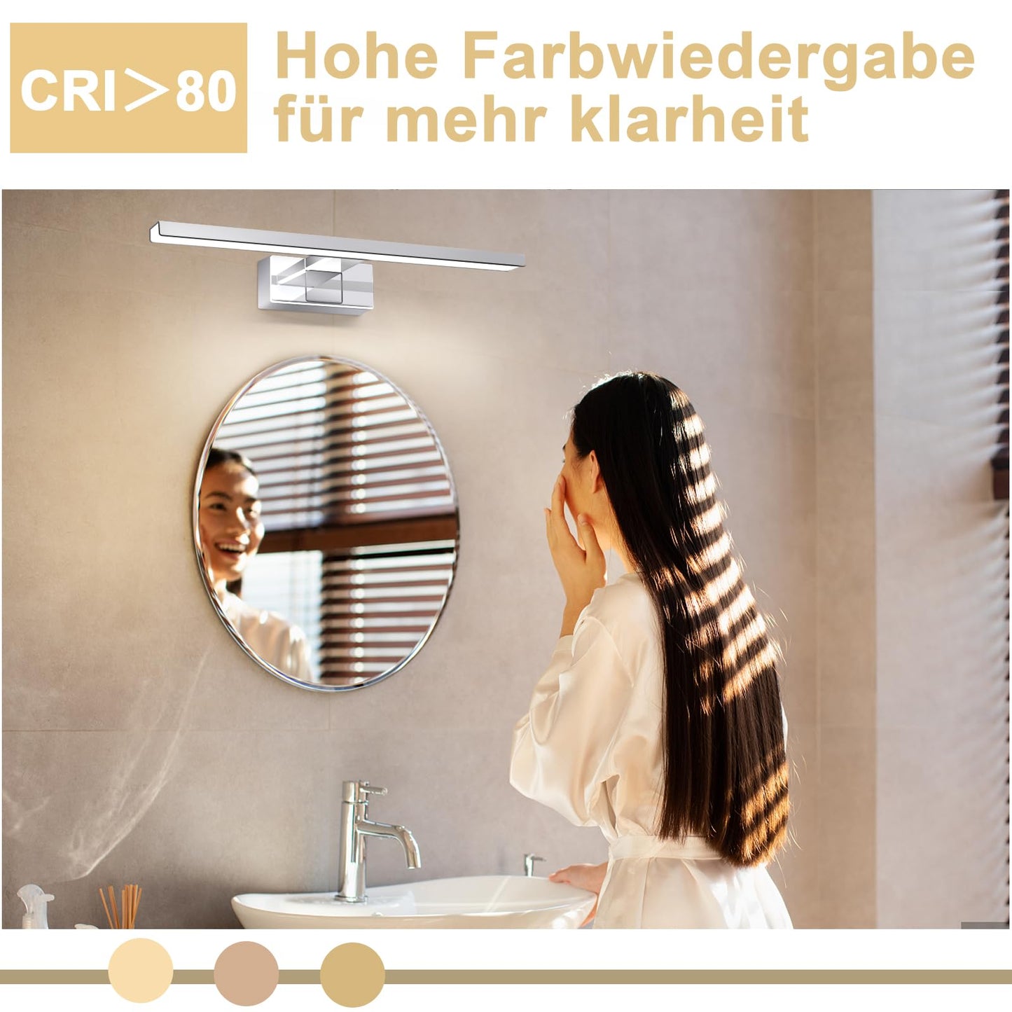 ZMH LED Spiegelleuchte Bad Spiegellampe - Badleuchte Wand 40CM Wandlampe Badezimmer 8W Wasserdicht IP44 Wandleuchte Chrom Modern Neutralweiß 4000K Badlampe Wandmontage für Keller Küche Badschrank