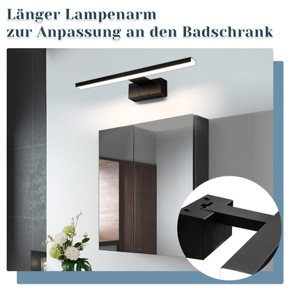 ZMH LED Spiegelleuchte Bad 30CM - 6W Spiegellampe Badezimmer Schwarz Badleuchte Wand Wasserdicht IP44 Wandlampe Modern Neutral 4000K Wandleuchte für Keller Küche Badschrank