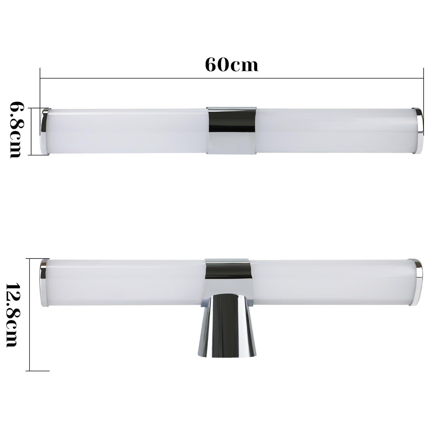 ZMH LED Spiegelleuchte Bad Spiegellampe - 15W Badleuchte Wand 60CM Chrom Wandlampe Wasserdicht IP44 Wandleuchte Neutralweiß 4000K Feuchtraumleuchte Modern für Badezimmer Keller Küche Badschrank