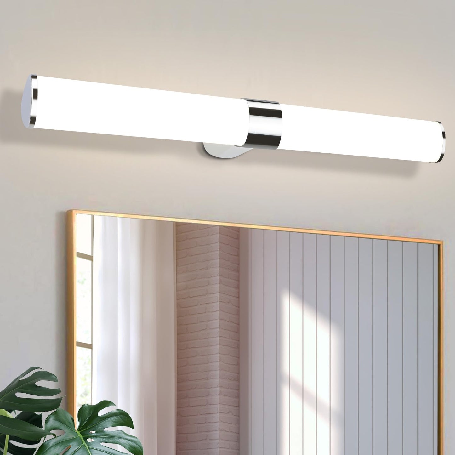 ZMH LED Spiegelleuchte Bad Spiegellampe - 15W Badleuchte Wand 60CM Chrom Wandlampe Wasserdicht IP44 Wandleuchte Neutralweiß 4000K Feuchtraumleuchte Modern für Badezimmer Keller Küche Badschrank