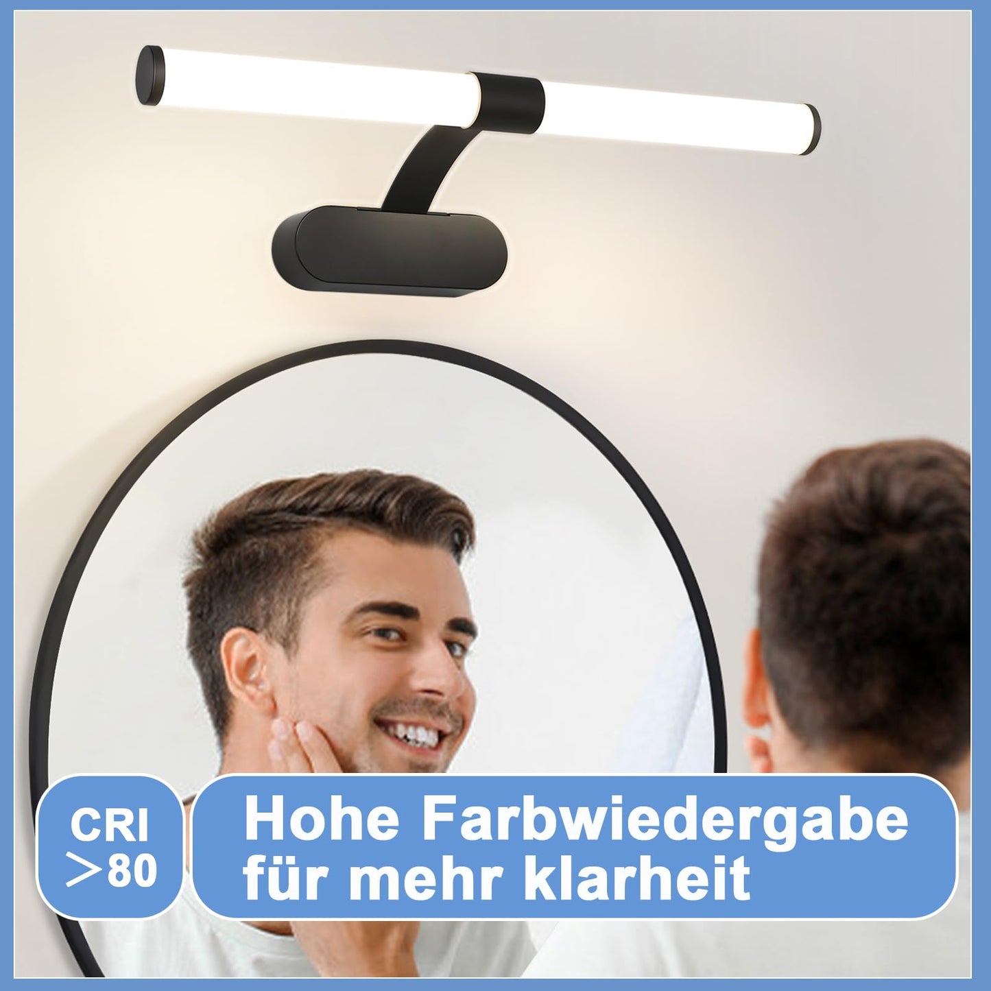 ZMH LED Spiegelleuchte Bad Spiegellampe - Schwarz Badleuchte Wand 40CM Wandlampe Badezimmer 6W Modern Wasserdicht IP44 Wandleuchte Neutralweiß 4000K Badlampe für Keller Küche Badschrank