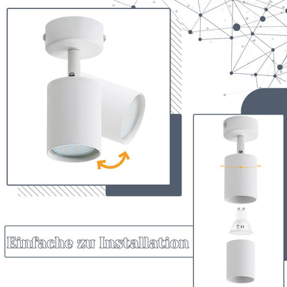 ZMH LED Deckenleuchte Weiß Deckenstrahler: GU10 Deckenlampe Spots 1 Flammig 330°Schwenkbar Deckenspots Modern Flurlampe Industrial Wandstrahler für Wohnzimmer Schlafzimmer Küche Ohne Leuchtmittel