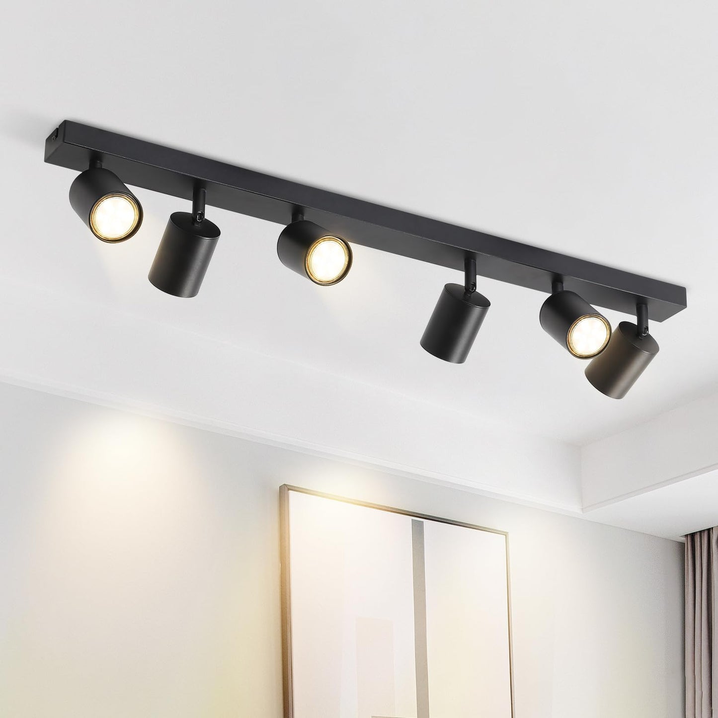 ZMH LED Deckenleuchte Schwarz Deckenstrahler: GU10 Deckenlampe Spots 6 Flammig 330°Schwenkbar Deckenspots Modern Flurlampe Industrial Wandstrahler für Wohnzimmer Schlafzimmer Küche Ohne Leuchtmittel