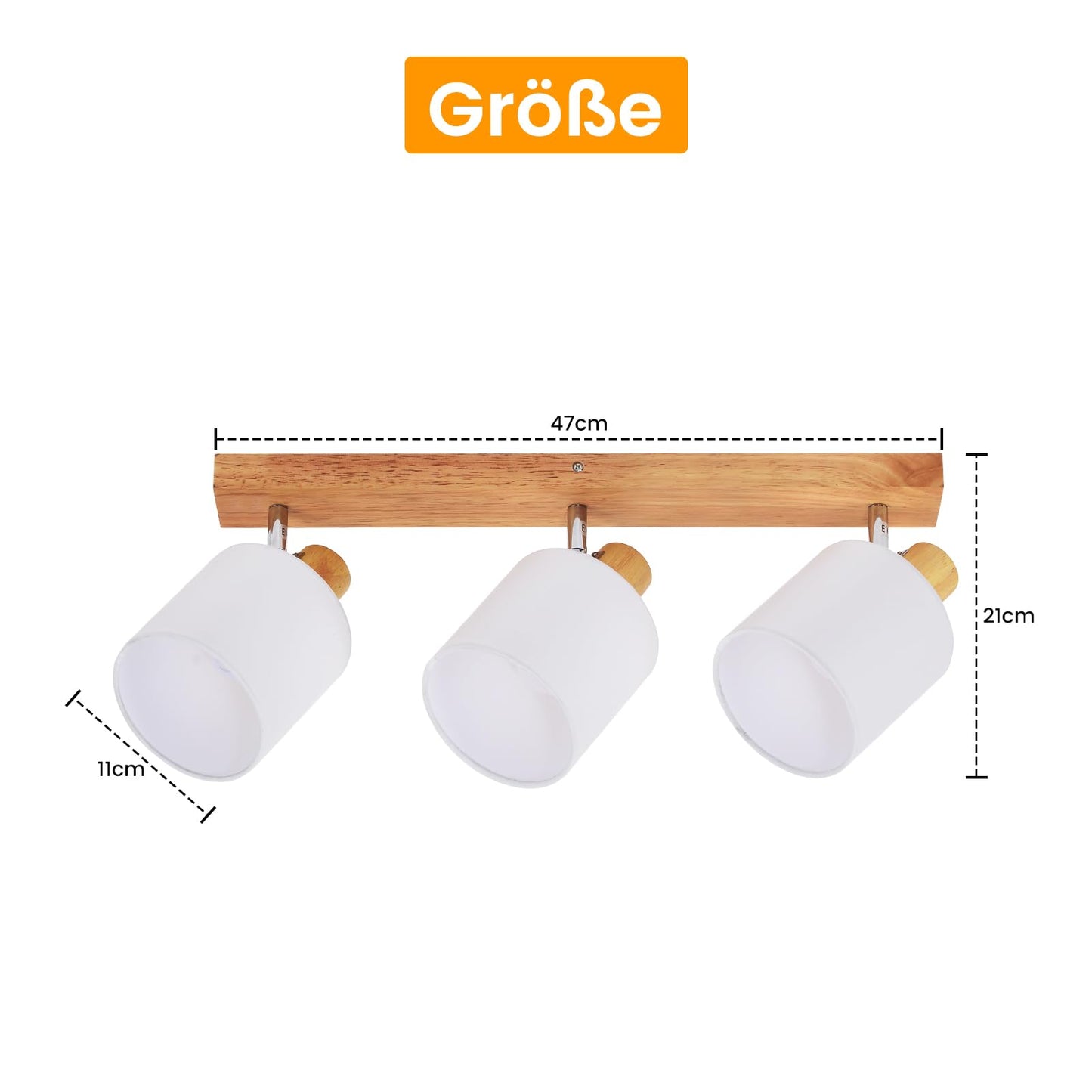 ZMH Deckenleuchte 3 Flammig Deckenlampe Flur - Deckenstrahler Modern Holz Deckenspot Wandstrahler Schwenkbar 350° E14 MAX.25W lampe für Wohnzimmer Schlafzimmer Küche (ohne Leuchtmittel)