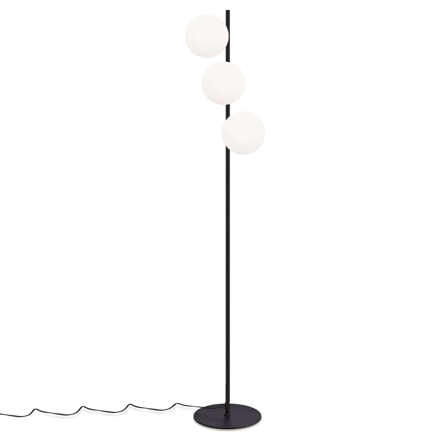 ZMH Stehlampe Wohnzimmer Industrial Standleuchte - Schwarz Modern Stehleuchte 3 Flammig mit Fußschalter Metall Design aus Weiß Glas Standlampe E27 Vintage Bodenlampe für Schlafzimmer kinderzimmer Büro