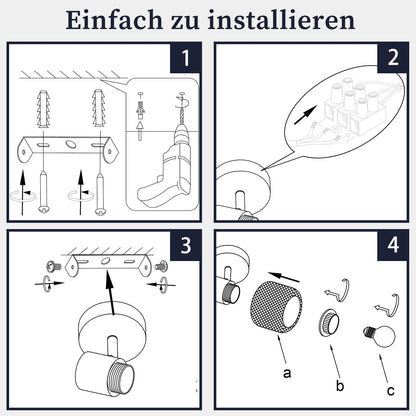 ZMH Deckenstrahler Schwarz 1 Flammig Deckenleuchte - Deckenlampe Metall Flurlampe Vintage Schwenkbar 330°Strahler E27 Innen für Küche flur Kinderzimmer Wohnzimmer Schlafzimmer Max.40W