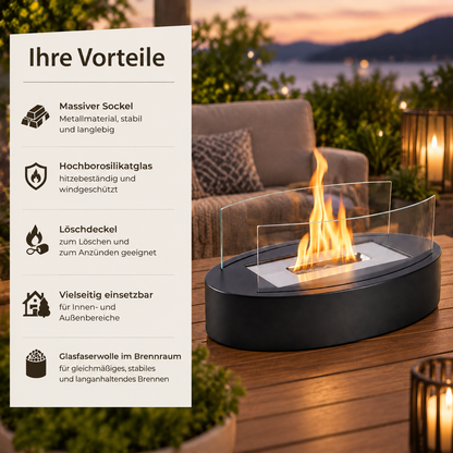 ZMH Bio-Ethanol Tischfeuer in Schiffsform – Design Deko-Kamin für Innenräume