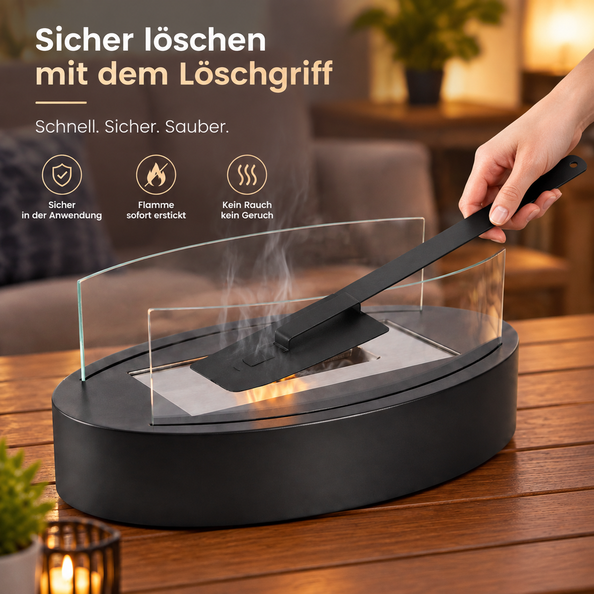 ZMH Bio-Ethanol Tischfeuer in Schiffsform – Design Deko-Kamin für Innenräume
