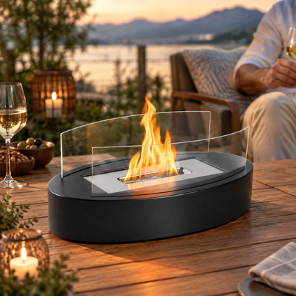 ZMH Bio-Ethanol Tischfeuer in Schiffsform – Design Deko-Kamin für Innenräume