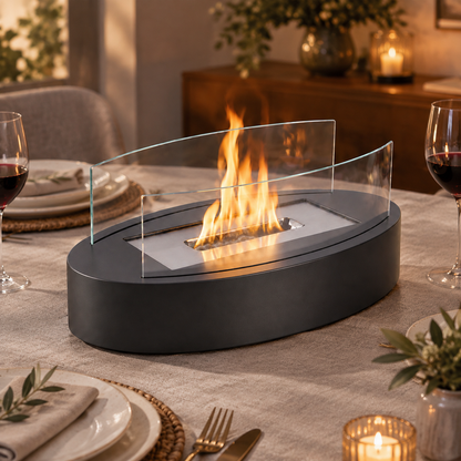 ZMH Bio-Ethanol Tischfeuer in Schiffsform – Design Deko-Kamin für Innenräume