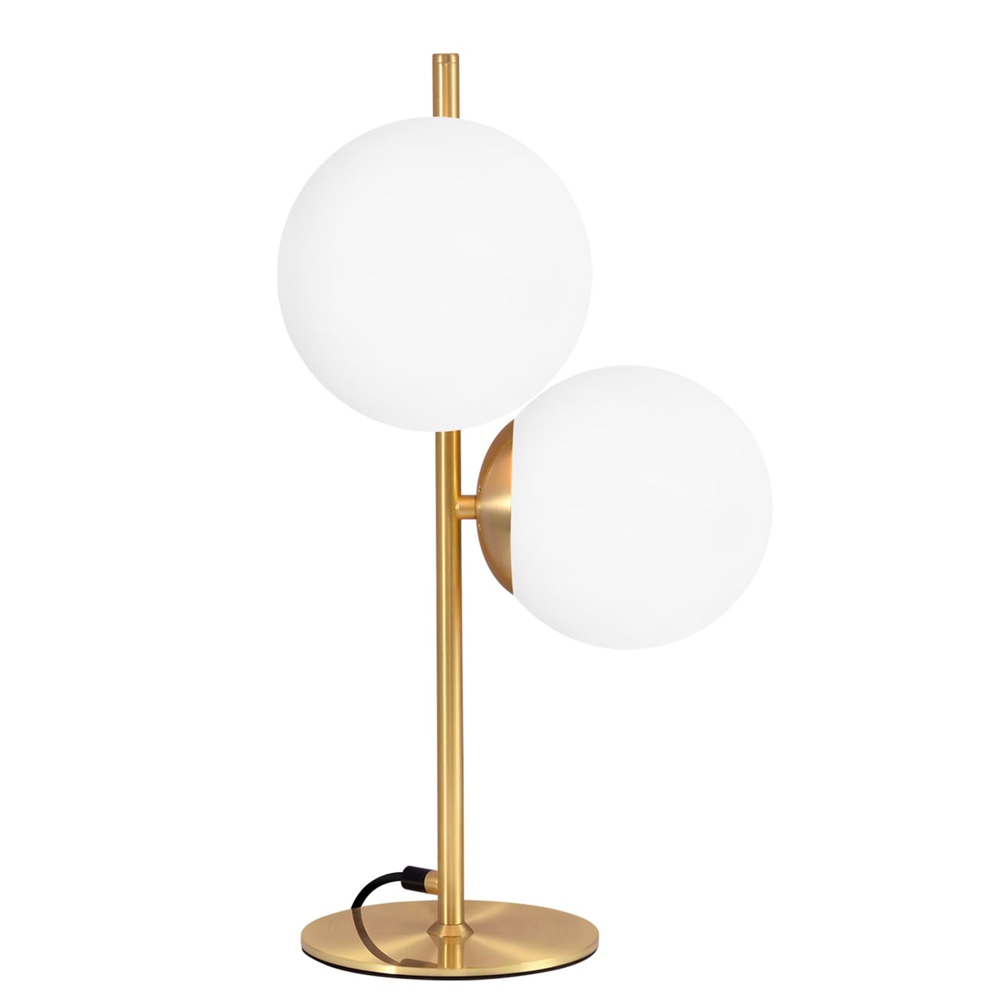 ZMH Tischlampe Wohnzimmer Modern Nachttischlampe - Industrial Tischleuchte Gold 2 Flammig mit Schalter Metall Design aus Weiß Glas Nachttischleuchte Messing E27 für Schlafzimmer Kinderzimmer Büro