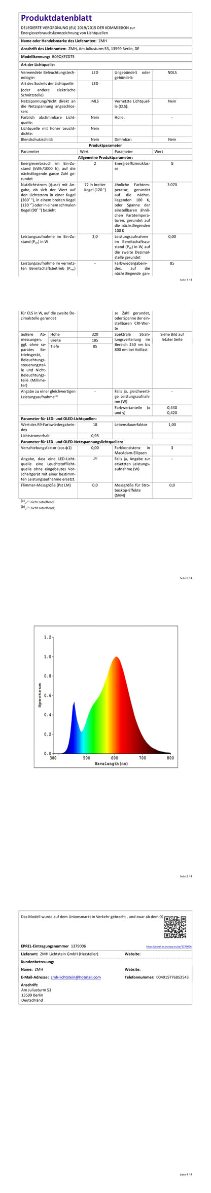 ZMH ZMH Tischlampe LED Nachttischlampe Kabellos - Tragbar Nachtlicht Helligkeit Einstellbar Stimmungslicht Batterietrieben Modern Blau Design Atmosphäre Lampe 26CM für Schlafzimmer Café Camping Wohnzimmer