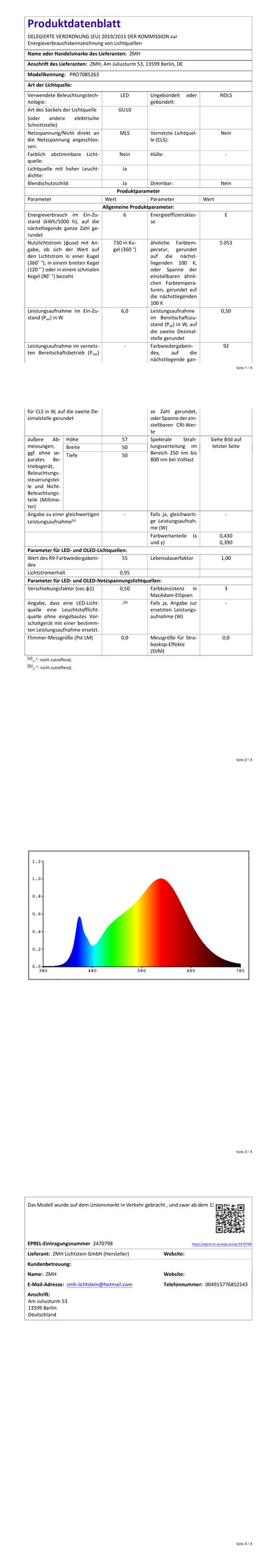 ZMH GU10 LED Kaltweiss Lampe - 6W 5000K LED Leuchtmittel Ersetzt 60W Glühbirne GU10-Spot Energiesparlampe Abstrahlwinkel 110° Glühlampe Birne Nicht Dimmbar Strahler - 6 Pack