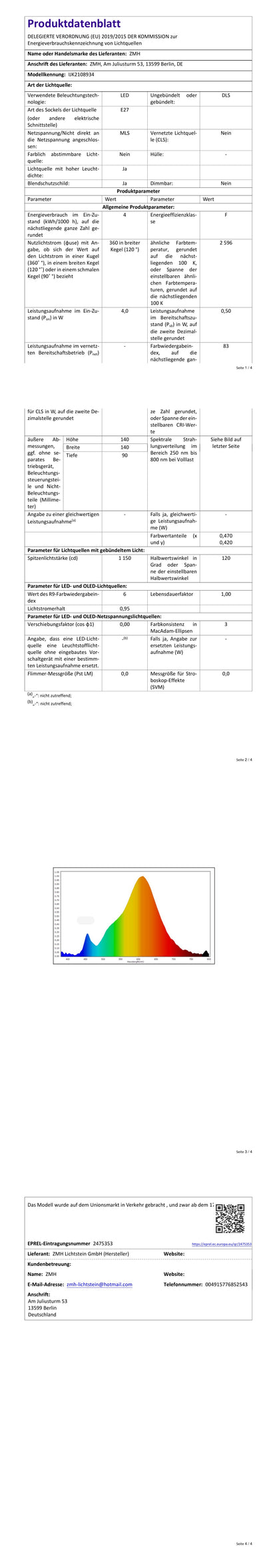ZMH LED Glühlampe E27 4W Retro Edison Glühbirne Groß Dekorative Filament Globelampen G125 Warmweiß Antike Bulb für Nostalgie und Retro Beleuchtung im Restaurant Wohnzimmer Café Nicht Dimmbar