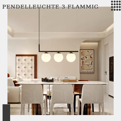 ZMH Pendelleuchte E27 Esszimmerlampe Glaskugel - Pendellampe 3 Flammig Esstisch Schwarz Esstischlampe Vintage H?ngelampe Metall H?ngeleuchte H?henverstellbar Wohnzimmer Esszimmer Ku?che Flur