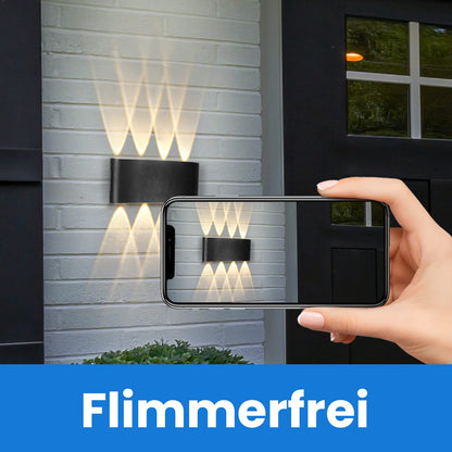 ZMH LED Wandleuchte Innen Wandlampe - 2ER Außenwandleuchten Schwarz Wandbeleuchtung Aussen 7W Aussenlampe IP65 Außenlampe Up Down Wandstrahler 3000K Warmweiß Außenleuchte für Hauswand Garten Flur