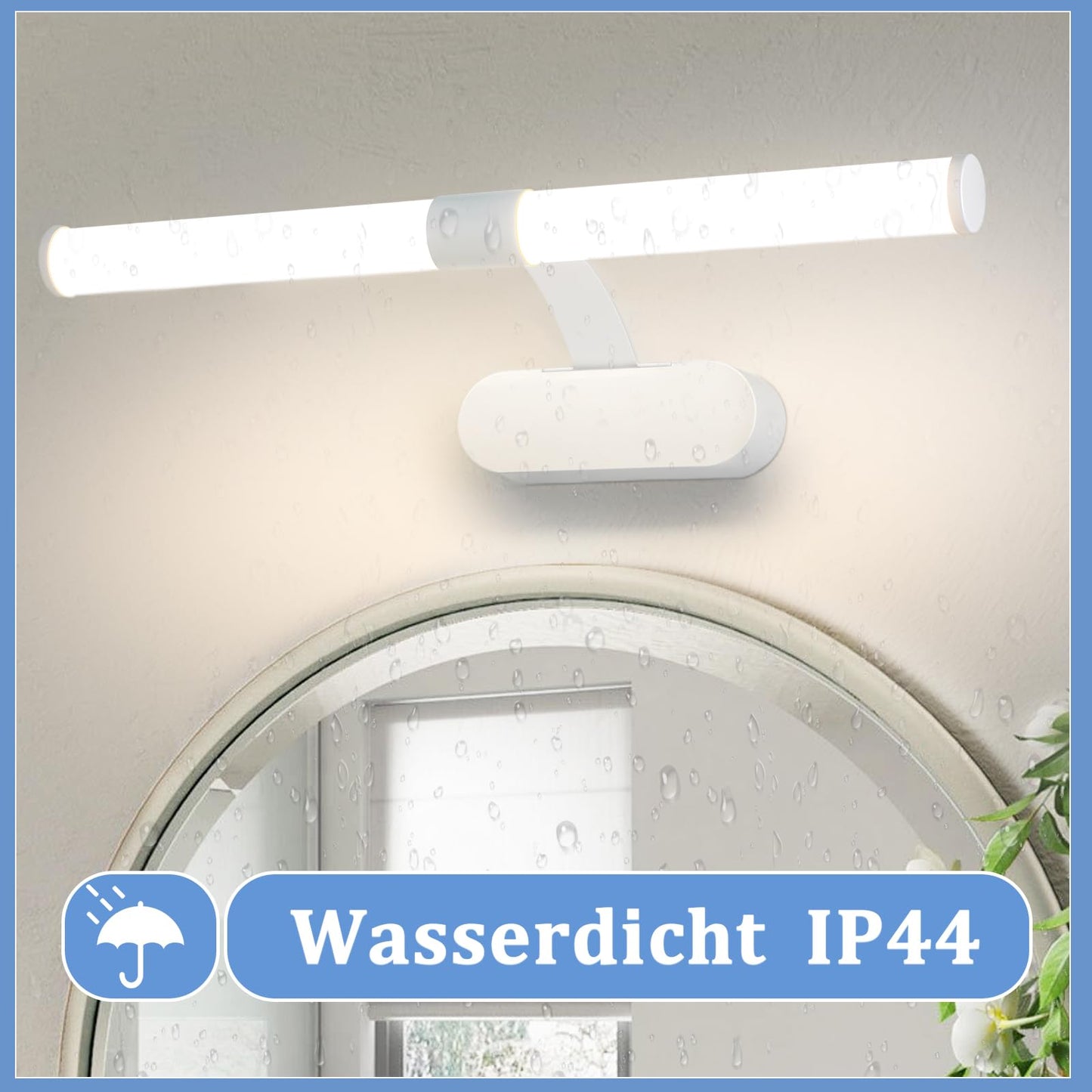 ZMH LED Spiegelleuchte Bad 40CM - Spiegellampe Badezimmer 6W Badleuchte Wand Wasserdicht IP44 Wandlampe Modern Neutralweiß 4000K Badlampe Weiß Wandleuchte für Keller Küche Badschrank