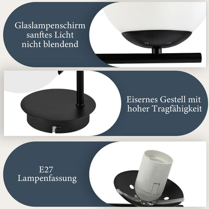 ZMH Wandleuchte Schwarz Wandlampe Innen - E27 Metall Design Modern aus Glas Bettlampe Wandbeleuchtung Badezimmer Vintage Flurlampe für Wohnzimmer Schlafzimmer Flur Kinderzimmer - Ohne Leuchtmittel