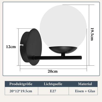 ZMH Wandleuchte Schwarz Wandlampe Innen - E27 Metall Design Modern aus Glas Bettlampe Wandbeleuchtung Badezimmer Vintage Flurlampe für Wohnzimmer Schlafzimmer Flur Kinderzimmer - Ohne Leuchtmittel