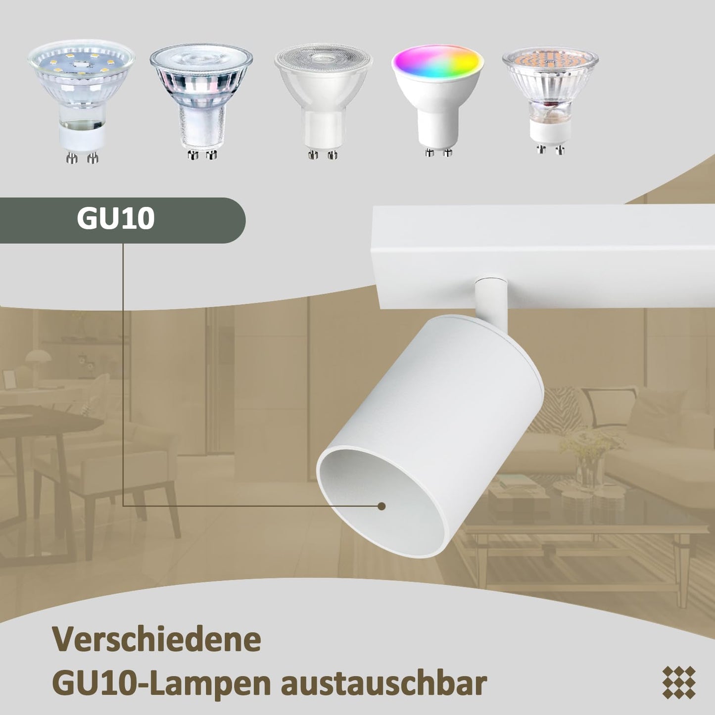 ZMH Deckenlampe 2 Flammig Deckenstrahler Weiss - Flur Deckenleuchte GU10 Modern Deckenspot Schwenkbar 350° MAX.25W Wandstrahler lampe für Wohnzimmer Schlafzimmer Küche (ohne Leuchtmittel)