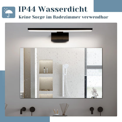 ZMH LED Spiegelleuchte Bad - 60CM Spiegellampe Schwarz Badezimmer Badlampe Wand Wasserdicht IP44 Wandlampe Modern Neutralweiß 4000K Weiß Wandleuchte für Keller Küche Badschrank