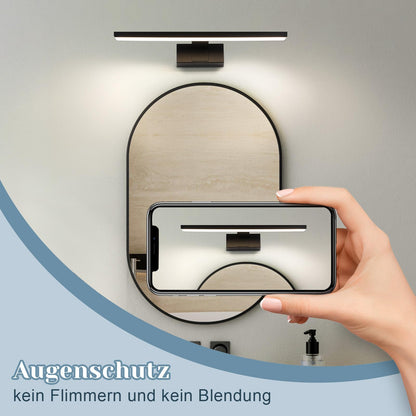 ZMH LED Spiegelleuchte Bad 30CM - 6W Spiegellampe Badezimmer Schwarz Badleuchte Wand Wasserdicht IP44 Wandlampe Modern Neutral 4000K Wandleuchte für Keller Küche Badschrank