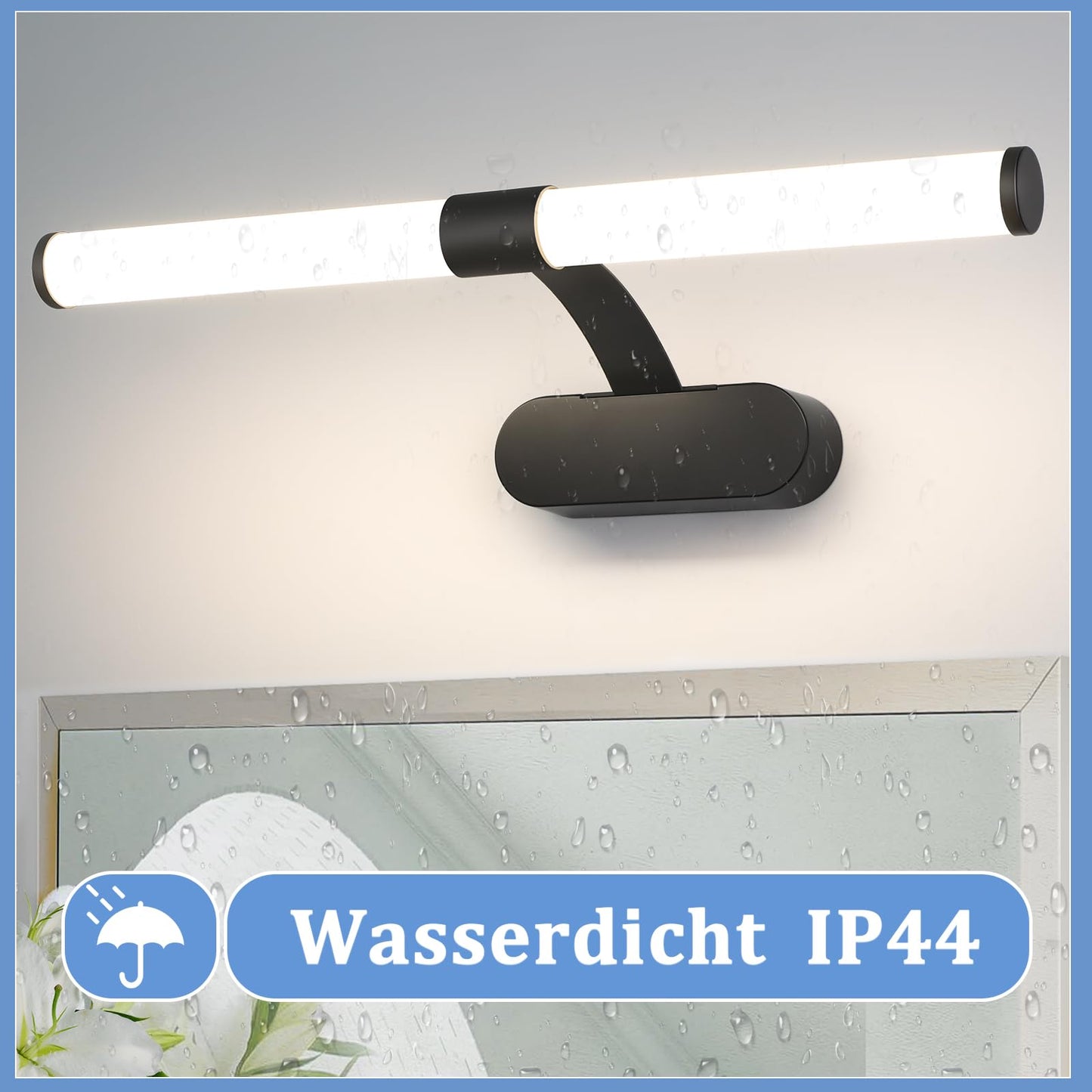 ZMH LED Spiegelleuchte Bad Spiegellampe - Schwarz Badleuchte Wand 40CM Wandlampe Badezimmer 6W Modern Wasserdicht IP44 Wandleuchte Neutralweiß 4000K Badlampe für Keller Küche Badschrank