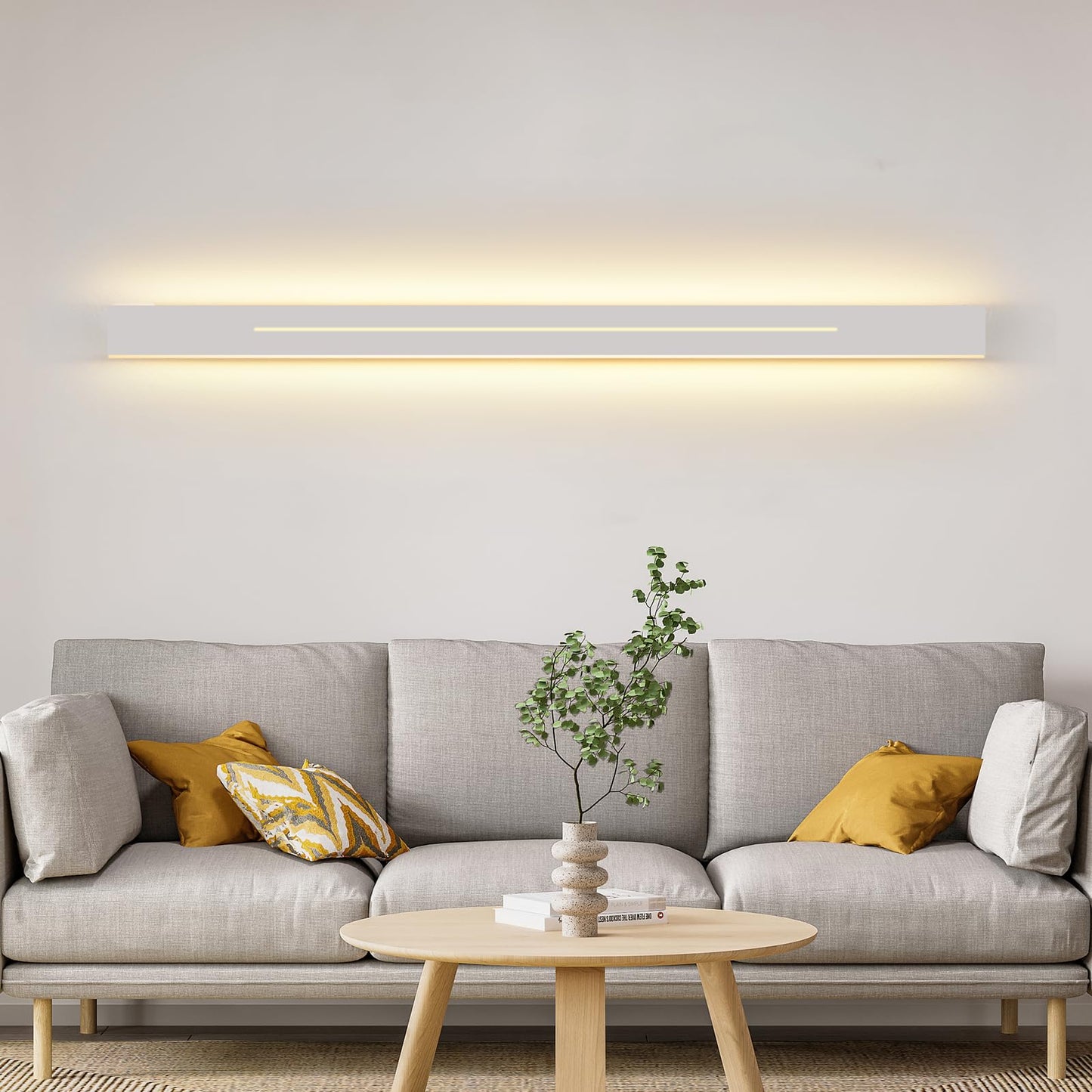 ZMH Wandleuchte Innen Wandlampe LED - Modern Schlafzimmer 100CM Flurlampe Warmweiß 31W Weiß Treppenhauslampe Wandbeleuchtung für Flur Treppenhaus Kinderzimmer Wohnzimmer