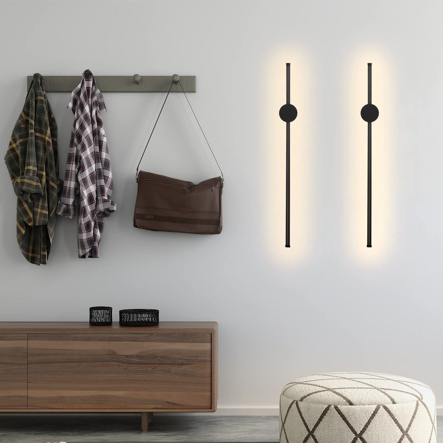 ZMH LED Wandleuchte Innen Wandlampe - 60CM Schwarz Modern Flurlampe Design Treppenhauslampe 3000K Warmweiß Küchenlampe Indirekt Wandbeleuchtung für Wohnzimmer Schlafzimmer Flur Treppenhaus Bett Küche