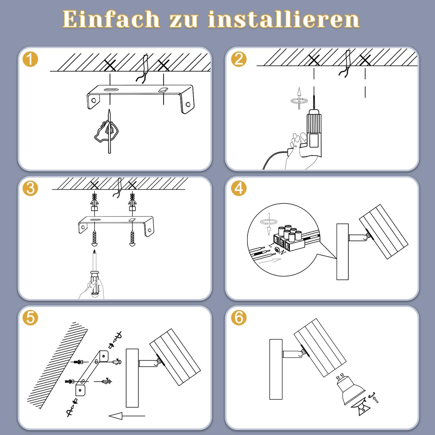 ZMH Wandspots 1 Flammig Wandlampe Schwarz Wandleuchte - wandstrahler mit Schalter Metall GU10 Flurlampe Schwenkbar 350° MAX. 40W Leselampe Vintage für Flur Küche Schlafzimmer Arbeitszimmer