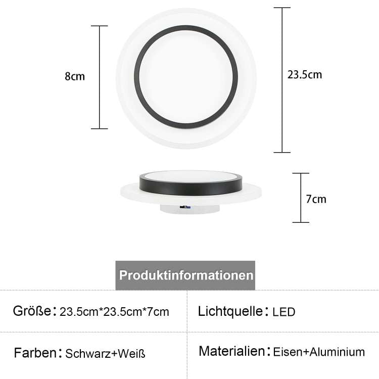 ZMH Deckenlampe LED Deckenleuchte Küche - 14W Küchenlampe 3000K Warmweiß Wohnzimmerlampe Modern Design Flurlampe Wohnzimmer Deckenbeleuchtung Schlafzimmerlampe Ø23.5cm für Schlafzimmer Flur