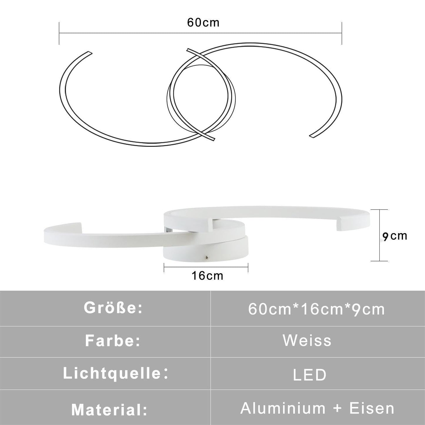 ZMH Deckenlampe Schlafzimmer LED Deckenleuchte - Schlafzimmerlampe Modern 24W Wohnzimmer Deckenbeleuchtung 60CM Wohnzimmerlampe Weiß Küchelampe Warmweiß für Schlafzimmer Küche Flur Esszimmer