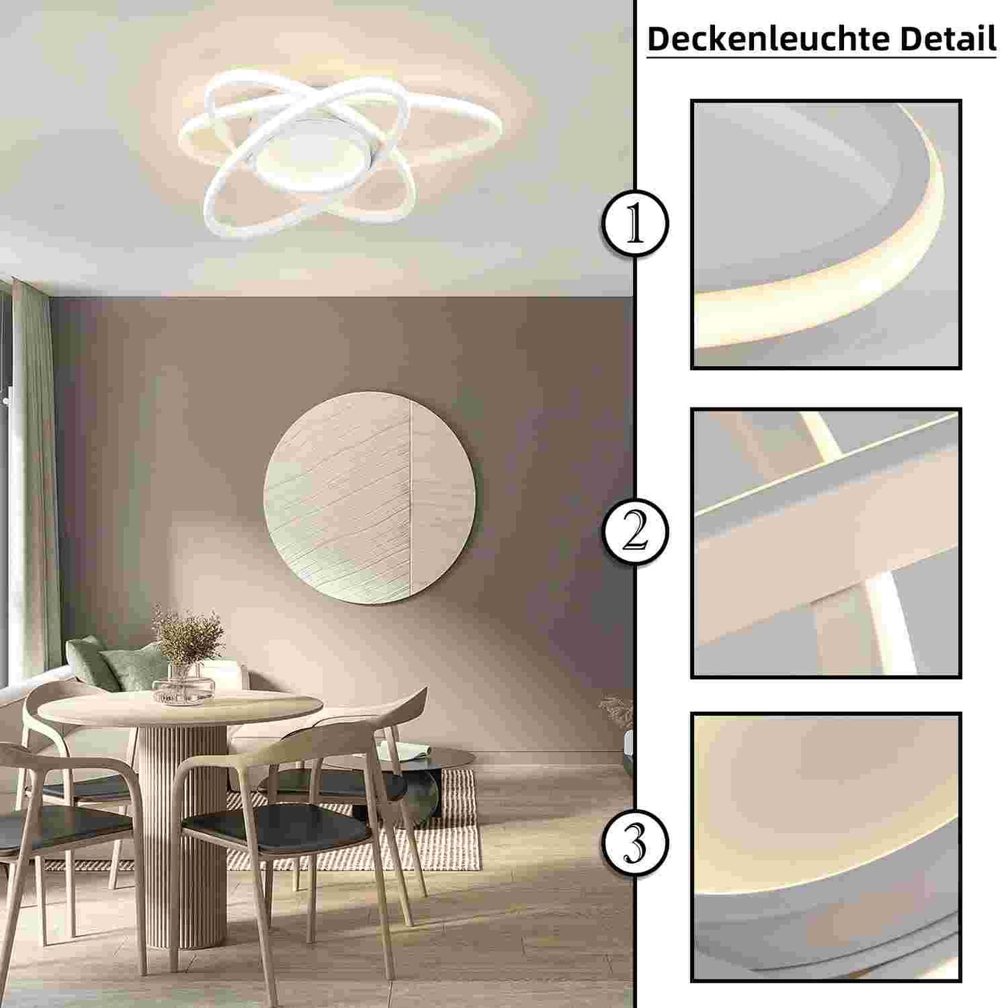 ZMH Deckenlampe LED Deckenleuchte Modern - Schlafzimmerlampe Design mit Fernbedienung 77W Dimmbar Wohnzimmerlampe Wohnzimmer Küchenlampe Deckenbeleuchtung für Schlafzimmer Küche Flur Büro