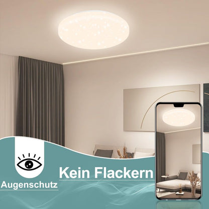 ZMH Deckenlampe LED Deckenleuchte Schlafzimmer - Ø21cm Schlafzimmerlampe Sternenhimmel 15W Flurlampe Neutralweiß Küchenlampe Rund Flur Deckenbeleuchtung Sternendekor für Küche Kinderzimmer Esszimmer