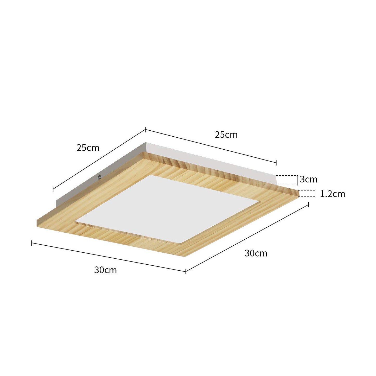 ZMH LED Deckenleuchte Wohnzimmer Deckenlampe Holz flach Schlafzimmer Panel Flur innen Beleuchtung eckig 3000K warmweiß 30cm 17W für Küche Kinderzimmer Esszimmer Treppen Balkon