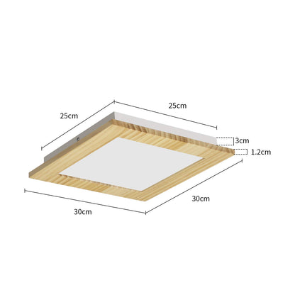 ZMH LED Deckenleuchte Wohnzimmer Deckenlampe Holz flach Schlafzimmer Panel Flur innen Beleuchtung eckig 3000K warmweiß 30cm 17W für Küche Kinderzimmer Esszimmer Treppen Balkon