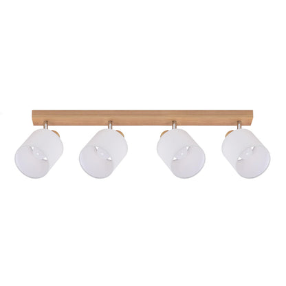 ZMH Deckenstrahler 4 Flammig Deckenlampe Wohnzimmer - Holz Deckenleuchte Modern Deckenspot E14 Schwenkbar 350° MAX.25W küchenlampe Stoffschrim für Schlafzimmer Küche Flur (ohne Leuchtmittel)