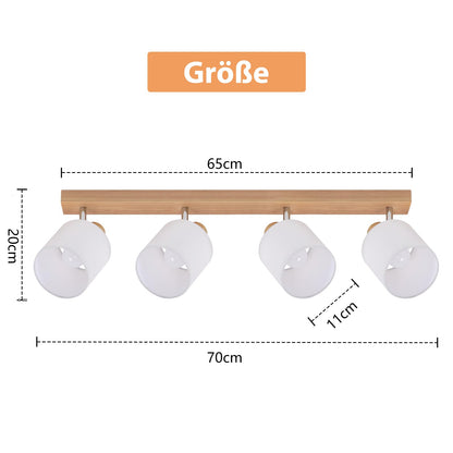 ZMH Deckenstrahler 4 Flammig Deckenlampe Wohnzimmer - Holz Deckenleuchte Modern Deckenspot E14 Schwenkbar 350° MAX.25W küchenlampe Stoffschrim für Schlafzimmer Küche Flur (ohne Leuchtmittel)