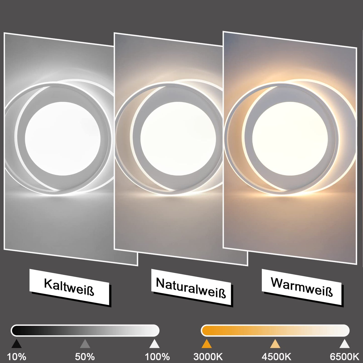 ZMH Deckenlampe LED Deckenleuchte Wohnzimmer - Wohnzimmerlampe Dimmbar Schlafzimmerlampe mit Fernbedienung Schlafzimmer 66W Deckenbeleuchtung Modern Küchenlampe Ring Design 48.5cm für Esszimmer Büro